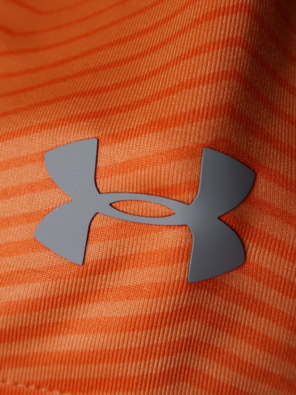 Under Armour HeatGear Orange Graphic Fitz Striped Polo (L) OMG